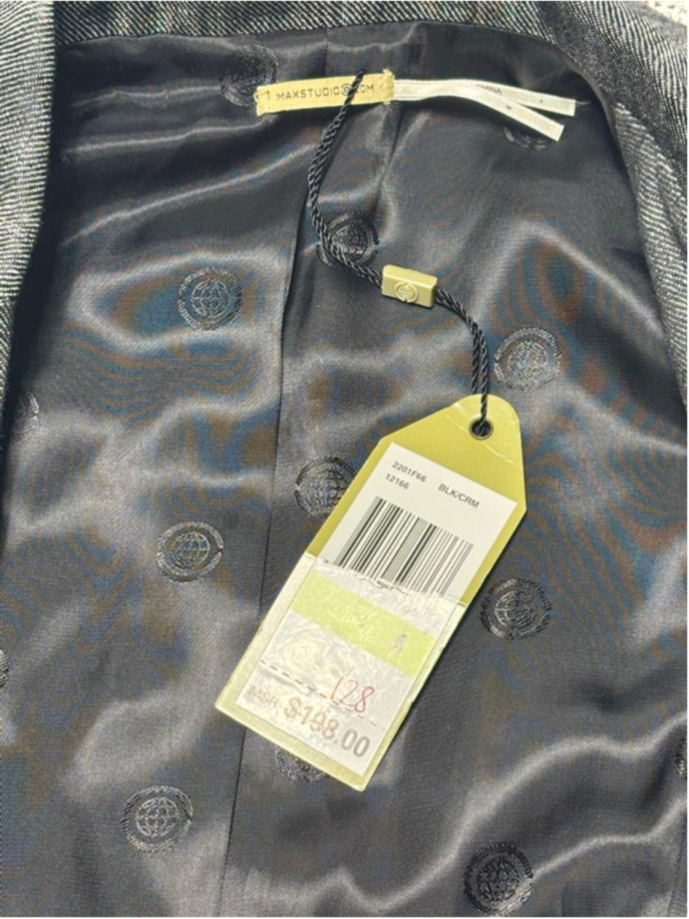Y2K Era Max Studio 100% Linen Tailored Textured Charcoal Gray Jacket SZ 4 NWT - Picture 4 of 8